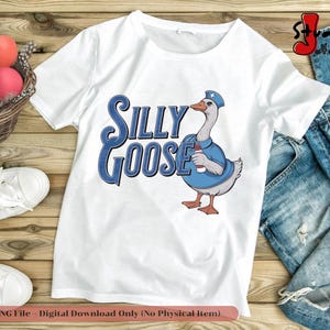 Descarga digital PNG de ganso tonto: imágenes prediseñadas de ganso adorables para manualidades, álbumes de recortes, camisetas e imprimibles
