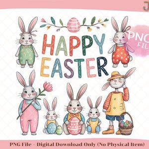 Easter Bunny PNG | Cute Rabbits Clipart | Spring Bunny Digital Download