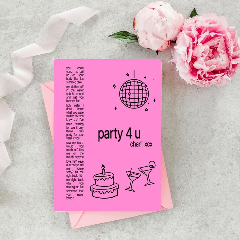 Party 4 U Poster | Charli XCX Lyric Art Print | Brat Font Typography ...