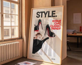 Vogue-Inspired Fashion Magazine Poster, High Heels Art (Digital Download)