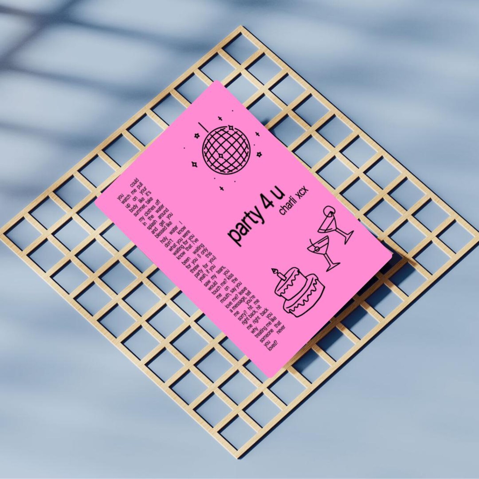 Party 4 U Poster | Charli XCX Lyric Art Print | Brat Font Typography ...