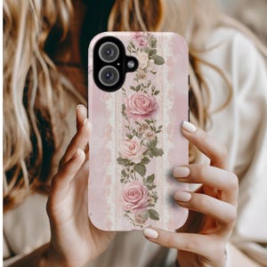 Blushing Florals iPhone Case, Pink Floral Phone Case, Aesthetic Phone Case, iPhone 16 15 14 13 12 Pro Max Plus, Google Pixel Pro XL 8 9