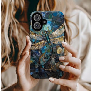 Dragonfly Phone Case, Stained Glass Phone Case, Mosaic Phone Case, Aesthetic Phone Case, IPhone 16 15 14 13 12 Pro Max Plus, Google Pixel 8