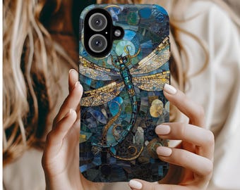 Dragonfly Phone Case, Stained Glass Phone Case, Mosaic Phone Case, Aesthetic Phone Case, IPhone 16 15 14 13 12 Pro Max Plus, Google Pixel 8
