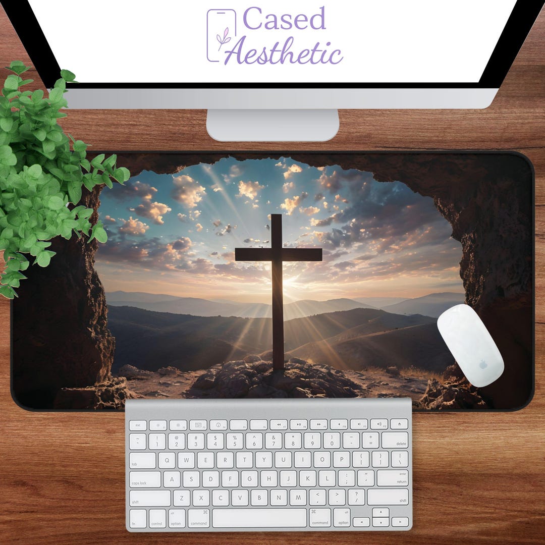 Sunrise Cross Desk Mat | Christian Inspirational Office Decor,desk ...