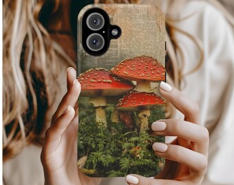 CottageCore Phone Case: Mushroom Nature, Cute Aesthetic Phone case, iPhone 16 15 14 13 12 Pro Max Plus, Google Pixel Pro XL 8 9, Tough Case