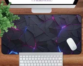 ひび割れたネオンデスクマット、ゲーマーマウスパッド、ゲーマーギフト、デスクオーガナイザー、プレイマット、デスクマット、プレースマット、アクセサリー、カスタムマウスパッド、ドーパミンデコレーション