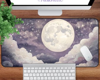 天体デスクマット - 月と星のデザイン、デスクオーガナイザー、プレイマット、デスクマット、プレースマット、PCアクセサリー、カスタムマウスパッド、ドーパミンデコレーション