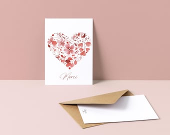 CARTE (+enveloppe blanche) - Remerciements - carterie - papeterie déco