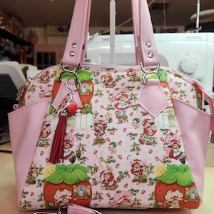 Scented Option! Strawberry Shortcake, Pink, Purse for Women, Shoulder Bag, 80's, Cartoon, Handmade, SewAdrienneY