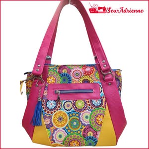 ¡Listo para enviar! Medallones coloridos, arcoíris, bolso grande, bolso de hombro, bolso personalizado, cartera, SewAdrienneY