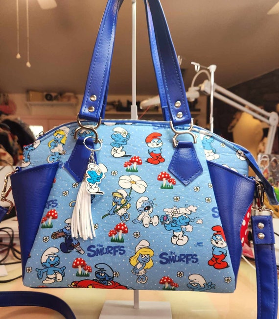 Smurfenvrienden paddestoeluitsparingen portemonnee handtas schoudertas jaren 80 tekenfilm naaiAdrienne op bestelling gemaakt Etsy Belgie