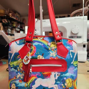 Rainbow, Brite & Friends, 80's Vibe, Custom Dome Handbag, Cartoon, Bright, SewAdrienneY