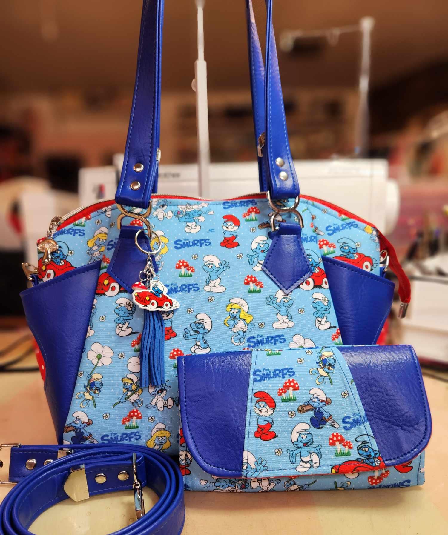 ★TOUT Y EST★ Smurf Baguette String Shoulder Bag 3 colors S Smurf Friends, Purse, Handbag, Shoulder Bag, 80's, Cartoon