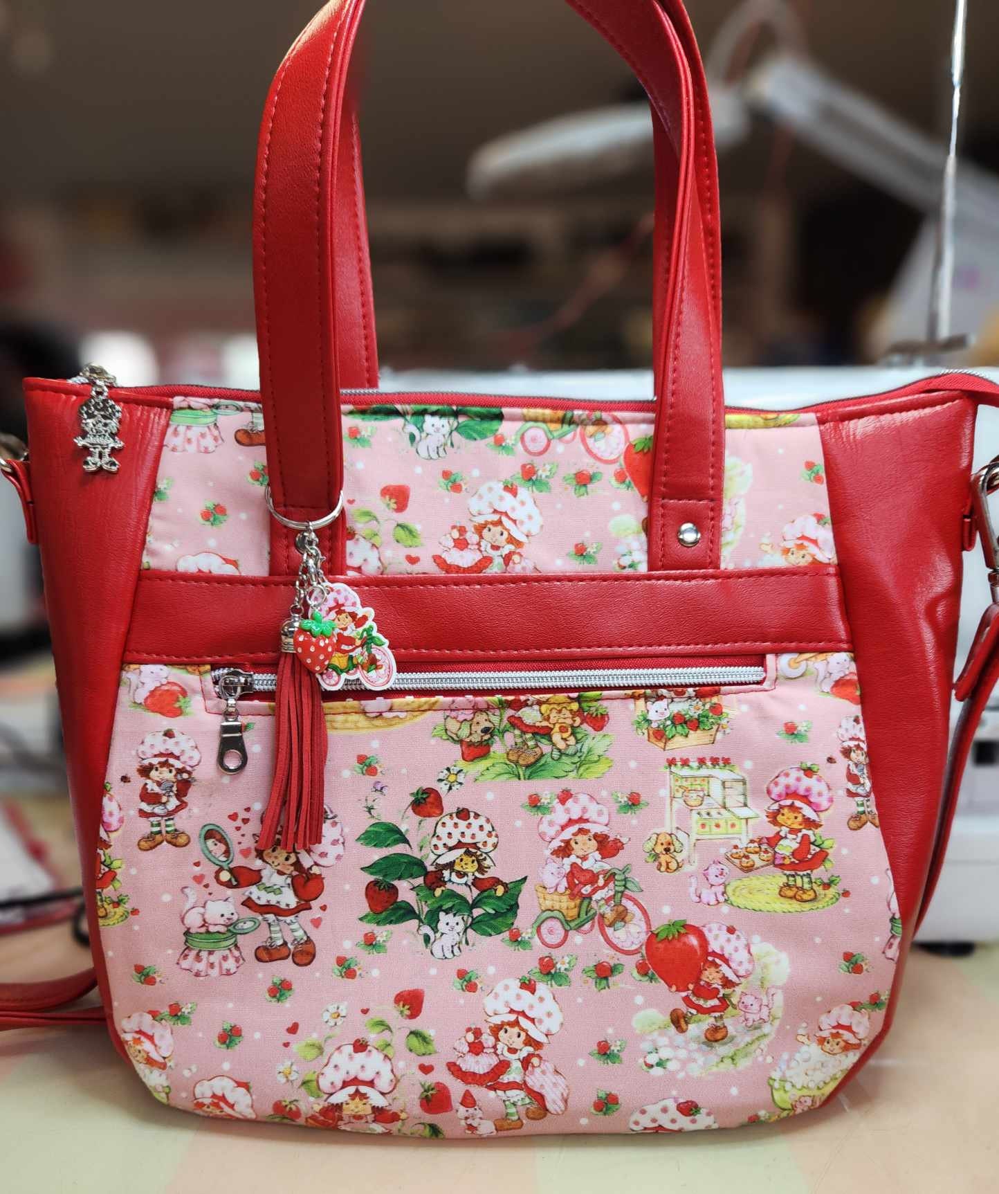 Scented Option! Rose Strawberry Shortcake, Large Handbag, Shoulder, Custom Handbag, Purse, 80's Cartoon, Crossbody, SewAdrienneY