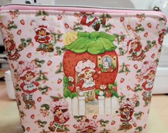 Strawberry Shortcake, Squared Zipper Pouch, Three Sizes, 80's, Nostalgia, SewAdrienneY