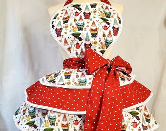 Garden Gnome Apron Pinup Rockabilly 50's Housewife Cosplay Ready to Ship Vintage Inspired