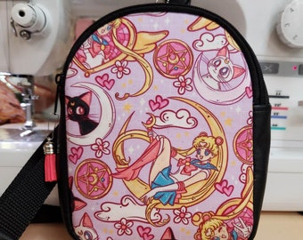 Sailor Moon, Small, Backpack, Crossbody, Custom, Handmade, 80's, Cartoon, Gift for Women, Mav Pack, SewAdrienneY