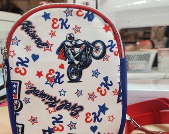 Evel Knievel, Patriotic, Small, Backpack, Crossbody, Custom, Handmade, Mav Pack, SewAdrienneY