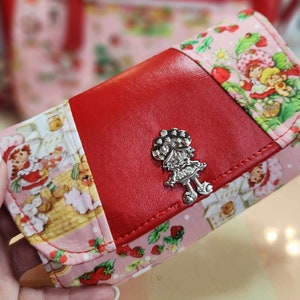 Rose Strawberry Shortcake, Wallet, Accordion, Character Snap, 80's, Cartoon, SewAdrienneY