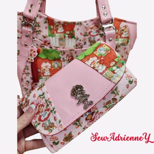 Strawberry Shortcake, Pink, Geldbörse, Akkordeon, Charakter Snap, Weihnachten, 80er, Cartoon, SewAdrienneY