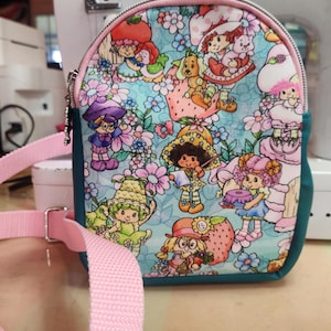 Scented Option! Strawberry Shortcake & Friends, Teal, Small, Backpack, Crossbody, Custom, Handmade, 80's, Cartoon, SewAdrienneY
