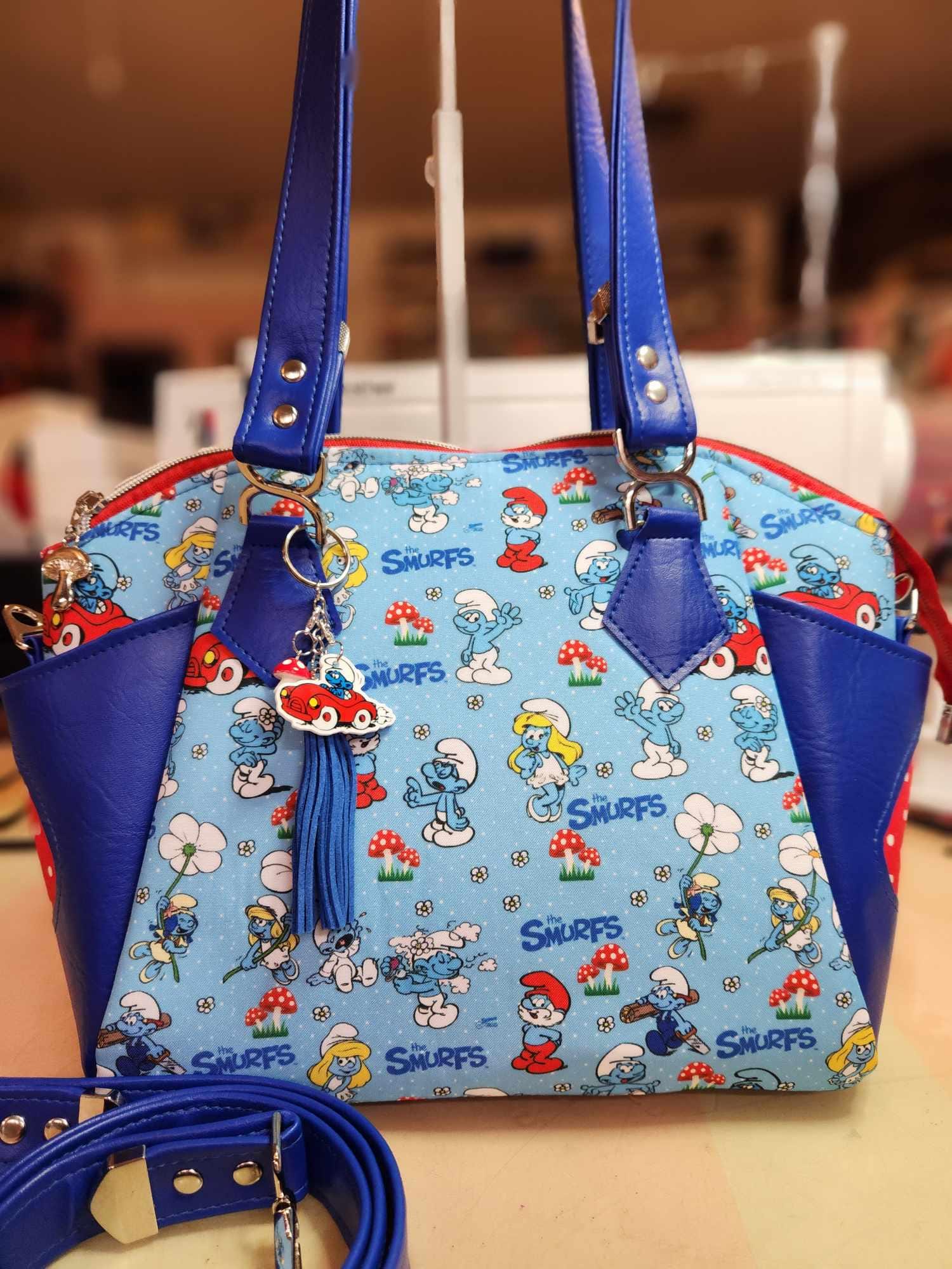 Smurf Friends, Purse, Handbag, Shoulder Bag, 80's, Cartoon, SewAdrienneY, Made to Order