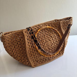 Handmade Raffia Oversized Tote Bag | Crochet Paper Yarn Beach & Everyday Bag, Lightweight Summer Shoulder Bag, Eco-Friendly Gift