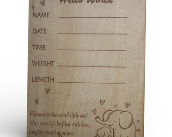 Señal de Hola Mundo para Bebé - Lightburn - Dxf - SVG y PDF (Archivo Digital)