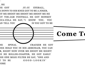 Guitar Lyrics - Come Together  - SVG PNG JPEG (Digital File)