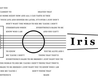 Guitar Lyrics - Iris - SVG PNG JPEG (Digital File)