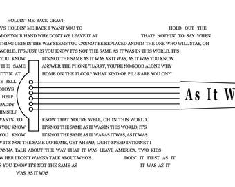 Guitar Lyrics -As It Was  - SVG PNG JPEG (Digital File)