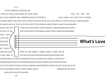 Guitar Lyrics - What's Love Go To Do With It - SVG, PNG, JPEG (Digital File) - Lasercut or Print