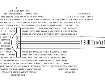 Guitar Lyrics Art - I Still Haven't Found What I'm Looking For (Digital File)