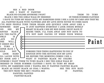 Guitar Lyrics - Paint It, Black - SVG PNG JPEG (Digital File)