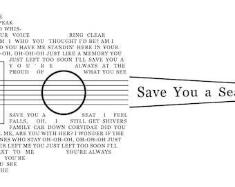 Guitar Lyrics - Save You a Seat - SVG, PNG, Jpeg (Digital File)