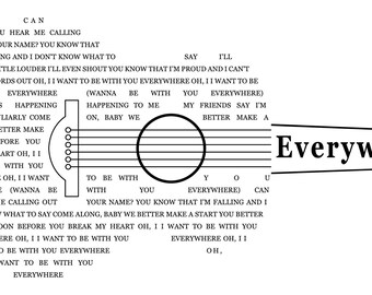 Guitar Lyrics - Everywhere  - SVG PNG JPEG (Digital File)