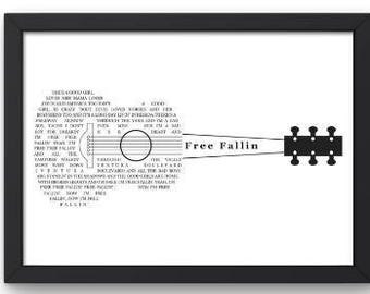 Guitar Lyrics - Free Fallin - SVG, PNG, JPEG (Digital File)