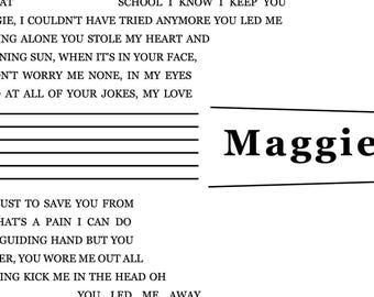 Guitar Lyrics - Maggie - SVG, PNG, JPEG (Digital File)