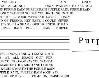 Guitar Lyrics - Purple Rain - SVG, PNG, JPEG (Digital File)