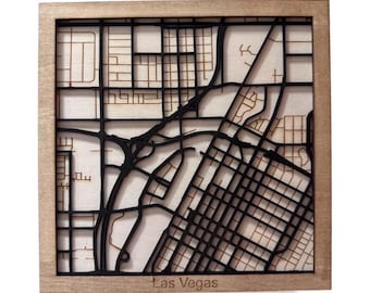 Las Vegas - Mapa cortado con láser - Mapa 3D - SVG - Lightburn - PDF (Archivo digital)