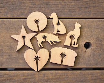 Pinzas para pan - Bridas para bolsas de pan - Paquete de 7 - Archivo digital cortado a láser - SVG - (Archivo digital)