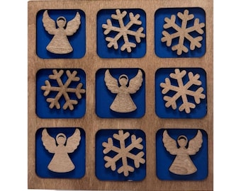 Juego de tres en raya navideño - Juego de Navidad - Juego de mesa - Archivo digital cortado con láser