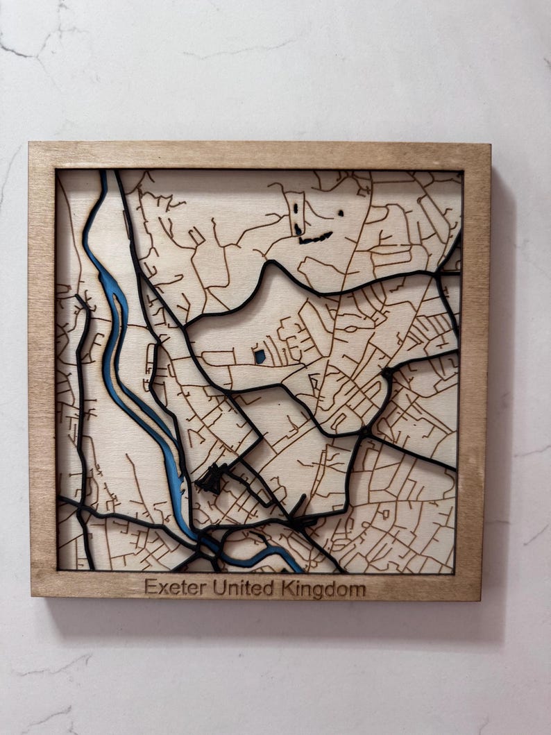 Exeter UK - Laser Cut Map - 3d Map - SVG - Lightburn - Dxf - PDF ...