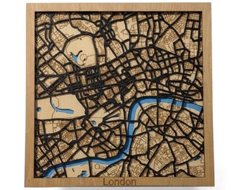 Londres, Reino Unido - Mapa cortado con láser - Mapa 3D - SVG - Lightburn - PDF (Archivo digital)