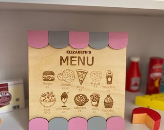 Menú de juego de cocina infantil - Corte láser - Un archivo: SVG (archivo digital)