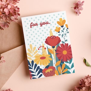 colorful flowers, birthday card, print cards, printing cards, greeting card, folding card, fold card, greeting cards with flowers, greetings