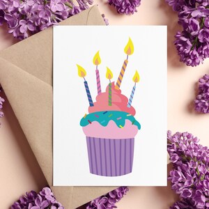 congrats card, birthday cupcake, birthday candles, card printing, printable birthday cards, birthday cake and candles, digital download