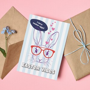 Biglietto di Pasqua, coniglietto pasquale, stampa biglietti, regali di Pasqua, regali di Pasqua per adulti, biglietto di auguri, idea regalo, piccoli regali di Pasqua, coniglietto