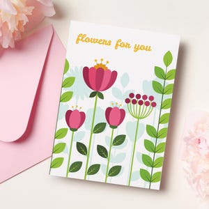 colorful flowers, birthday card, print cards, printing cards, greeting card, folding card, fold card, greeting cards with flowers, greetings